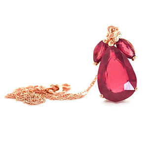 14K. SOLID GOLD NECKLACE WITH RUBIES (Rose Gold)